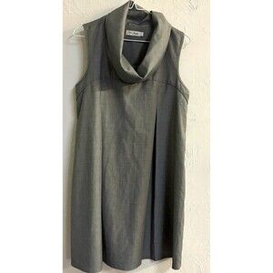 For Joseph Gray Solid Cowl Neck Sleeveless Shift Knee Dress Pleated Women’s L